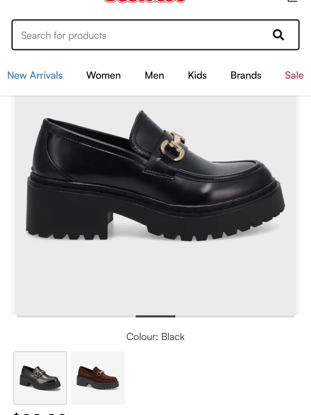 Steve Madden Black Chunky Loafer with Gold Buckle